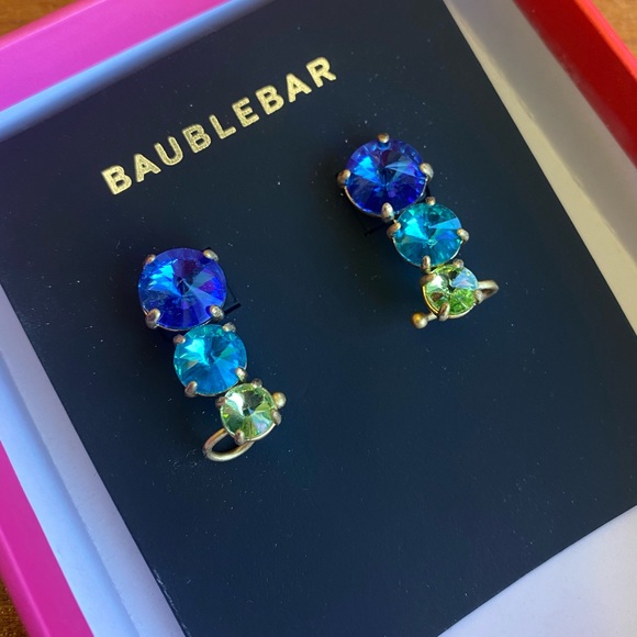 Baublebar Cesli Ear Crawler Earrings ombré green blue gold - Picture 4 of 8